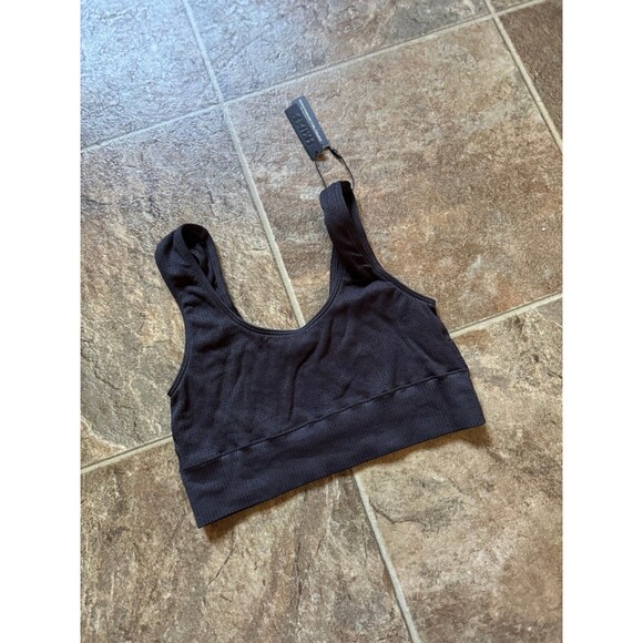 Skims Stretch Rib Scoop Neck Bralette Soot Size S/M - Picture 4 of 9